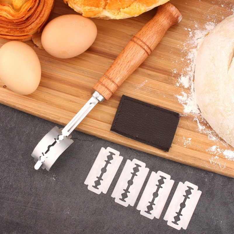 Dough Scraper Curved - แป้งขนมปังเครื่องตัดขนม 5 ใบมีด Toast โค้ง Baguette