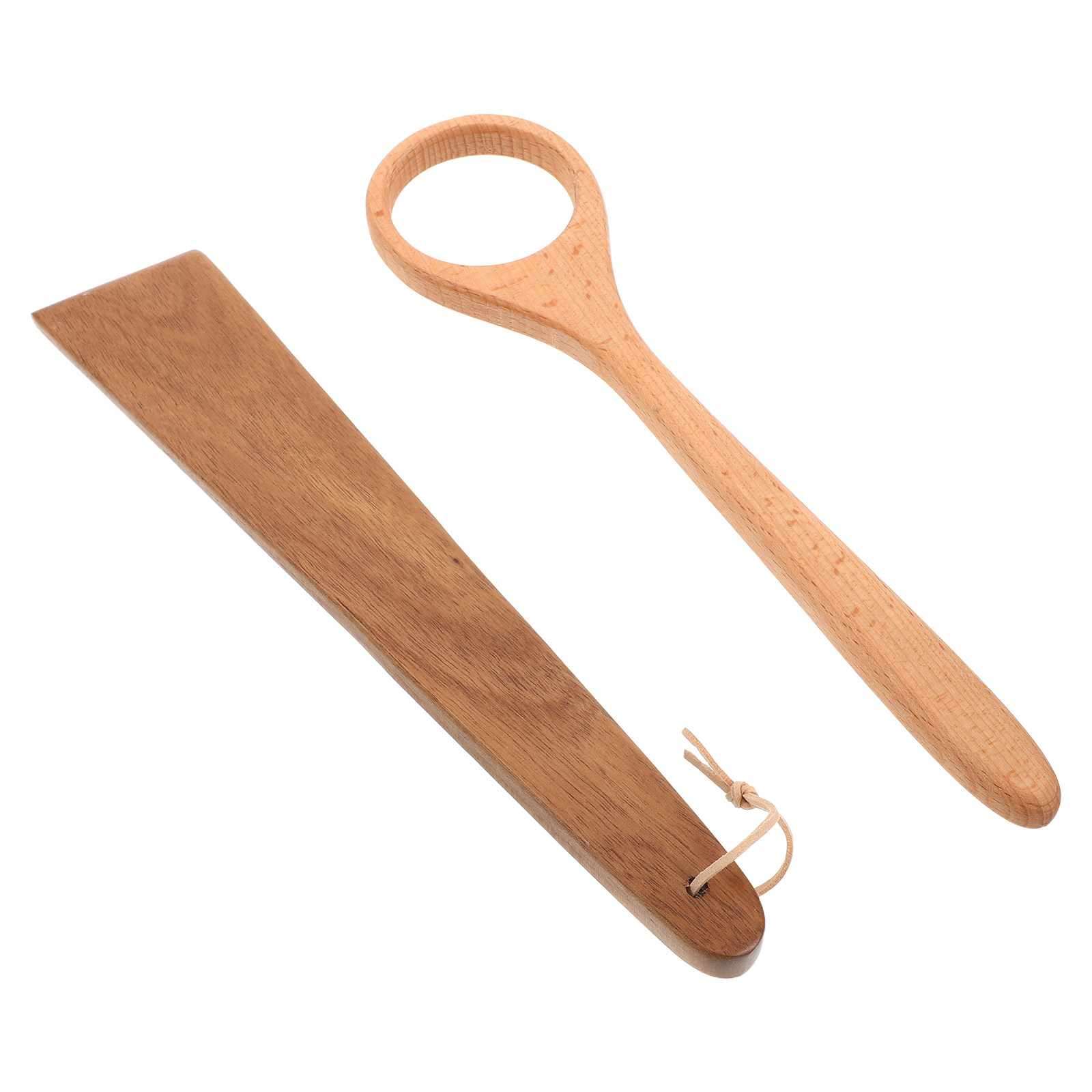 Dough Scraper Curved - 2 ชิ้น ไม้พายปาดแป้งพิซซ่า หัวโค้ง ไม้บีชเนื้อแข็ง สำหรับผสมแป้งซาวโดว์