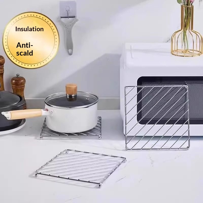 Kitchen Baking Pan Organizer - แผ่นรองกันความร้อนโลหะ แผ่นรองหม้อสแตนเลส แผ่นรองกระทะกันความร้อน แผ่นป้องกันเคาน์เตอร์ครัว ที่วางเครื่องครัว