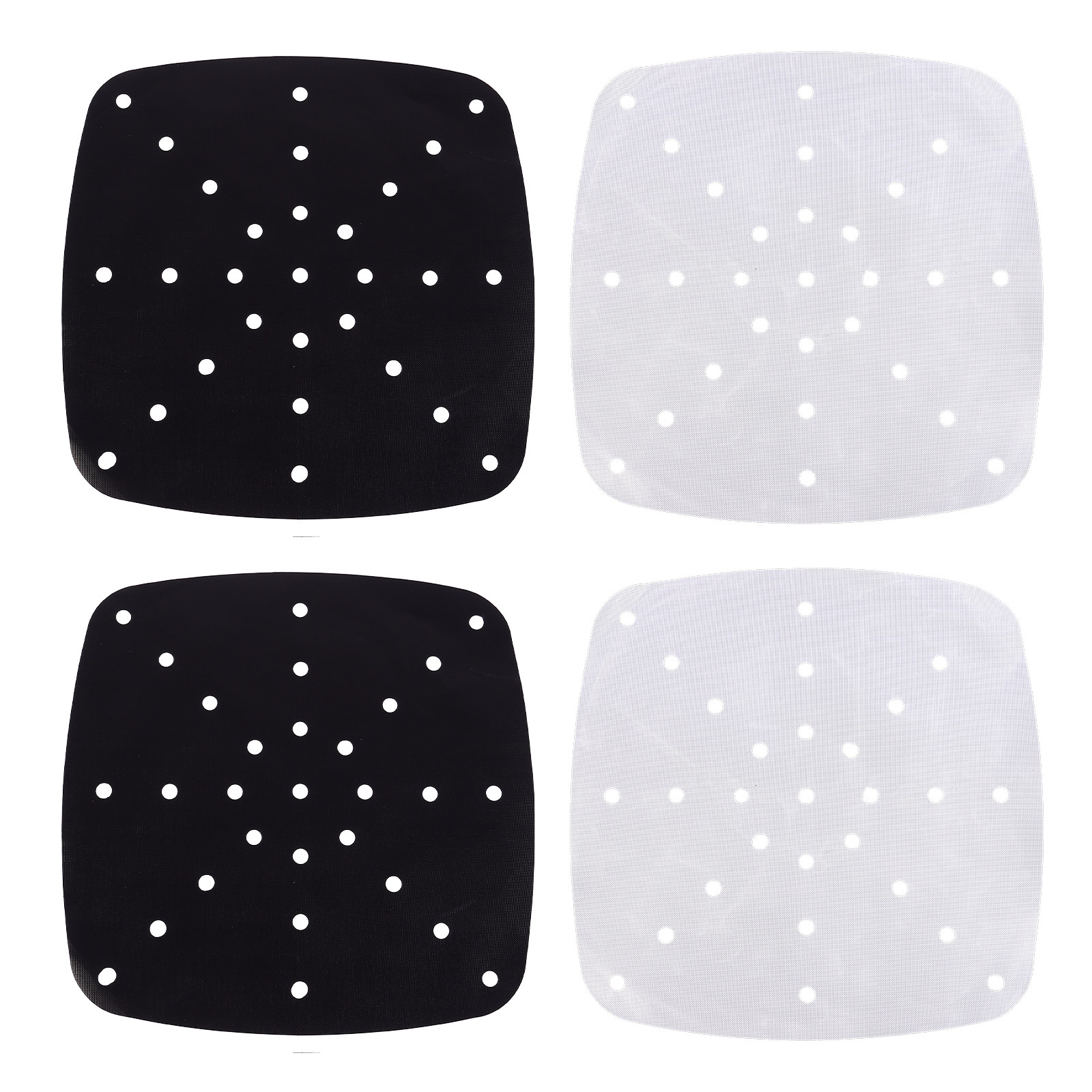 Kitchen Baking Mat - แผ่นรองหม้อทอดไร้น้ำมัน 4 ชิ้น ทนความร้อน ไม่ติด ใช้สำหรับนึ่งและอบ