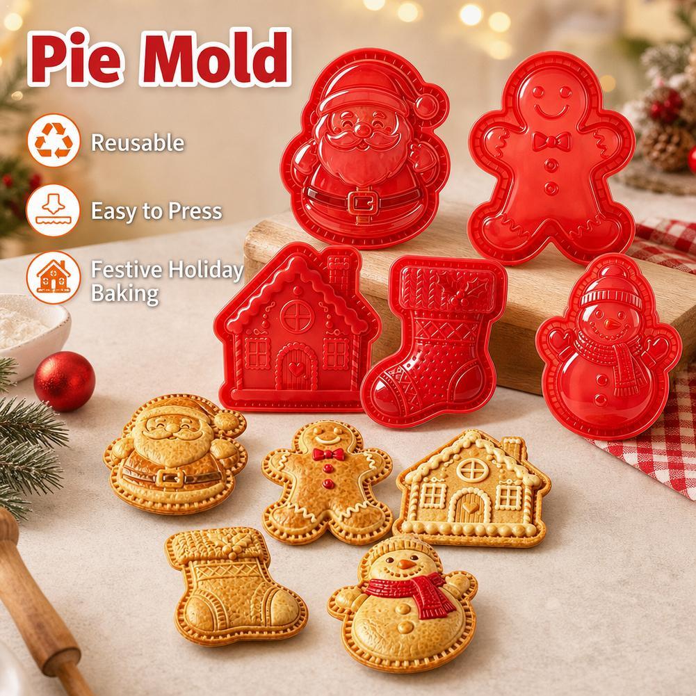 Mini Kitchen Baking - ชุดแม่พิมพ์พายขนาดเล็กธีมคริสต์มาส พกพาสะดวก ใช้งานได้จริง ชุดแม่พิมพ์อบทาร์ตขนาดเล็ก อุปกรณ์เบเกอรี่สำหรับครัวเรือนในช่วงคริสต์มาส ﻿