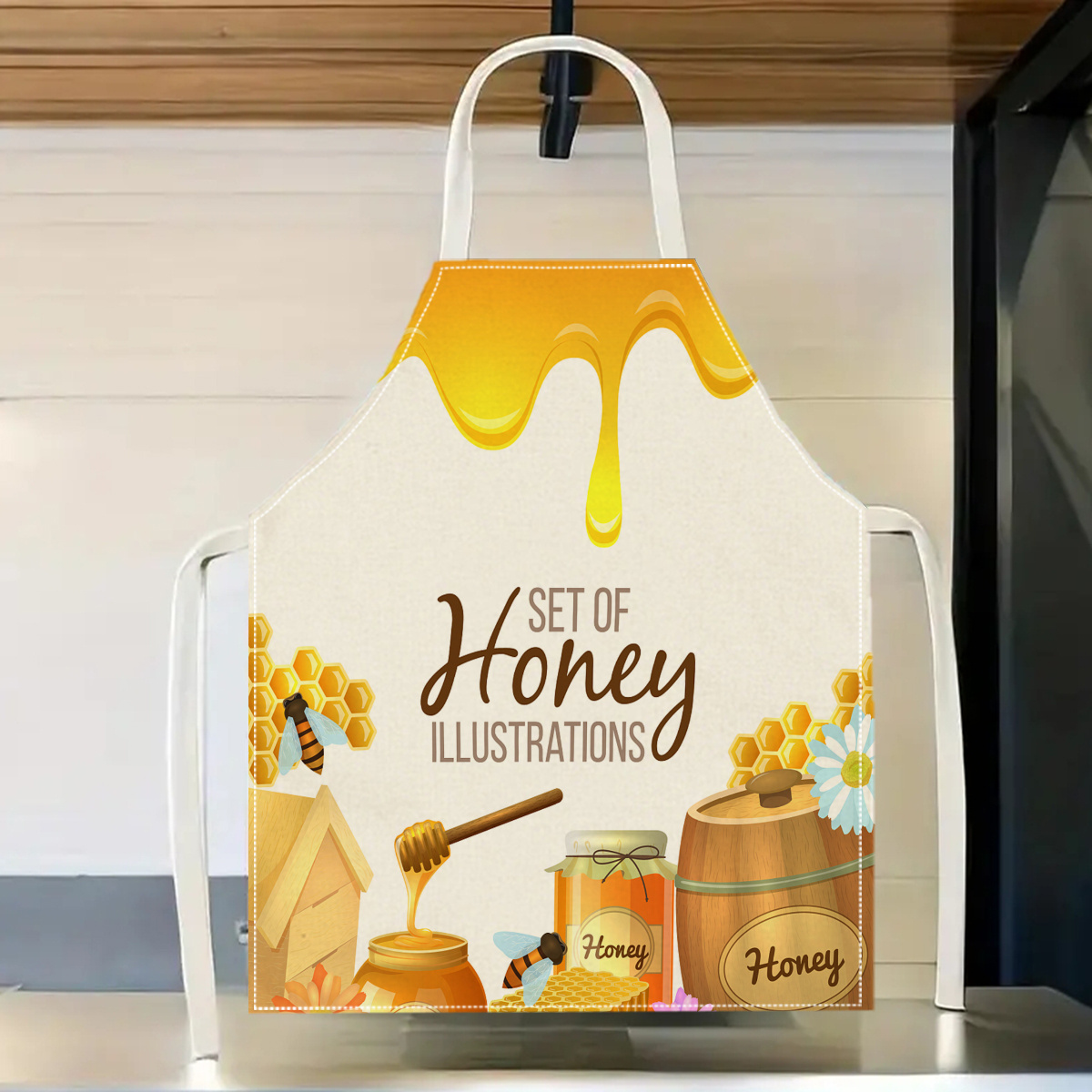 Kitchen Baking Ideas - ผ้ากันเปื้อนลายผึ้งน่ารัก 1 ชิ้น ของขวัญสำหรับคนรักการทำอาหารและการอบขนม ดีไซน์น่ารักเหมาะสำหรับการทำอาหารและการอบขนมที่บ้าน