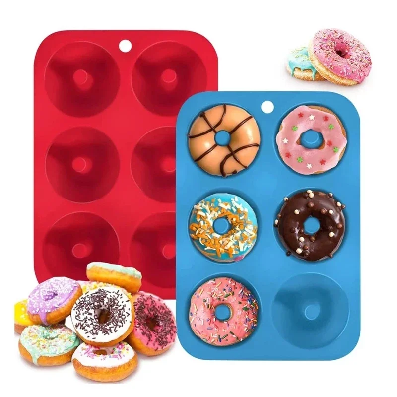 Kitchen Baking Utensils - 1/2pcs ซิลิโคนมัฟฟิน Donut Mould 6 หลุมแม่พิมพ์เบเกอรี่