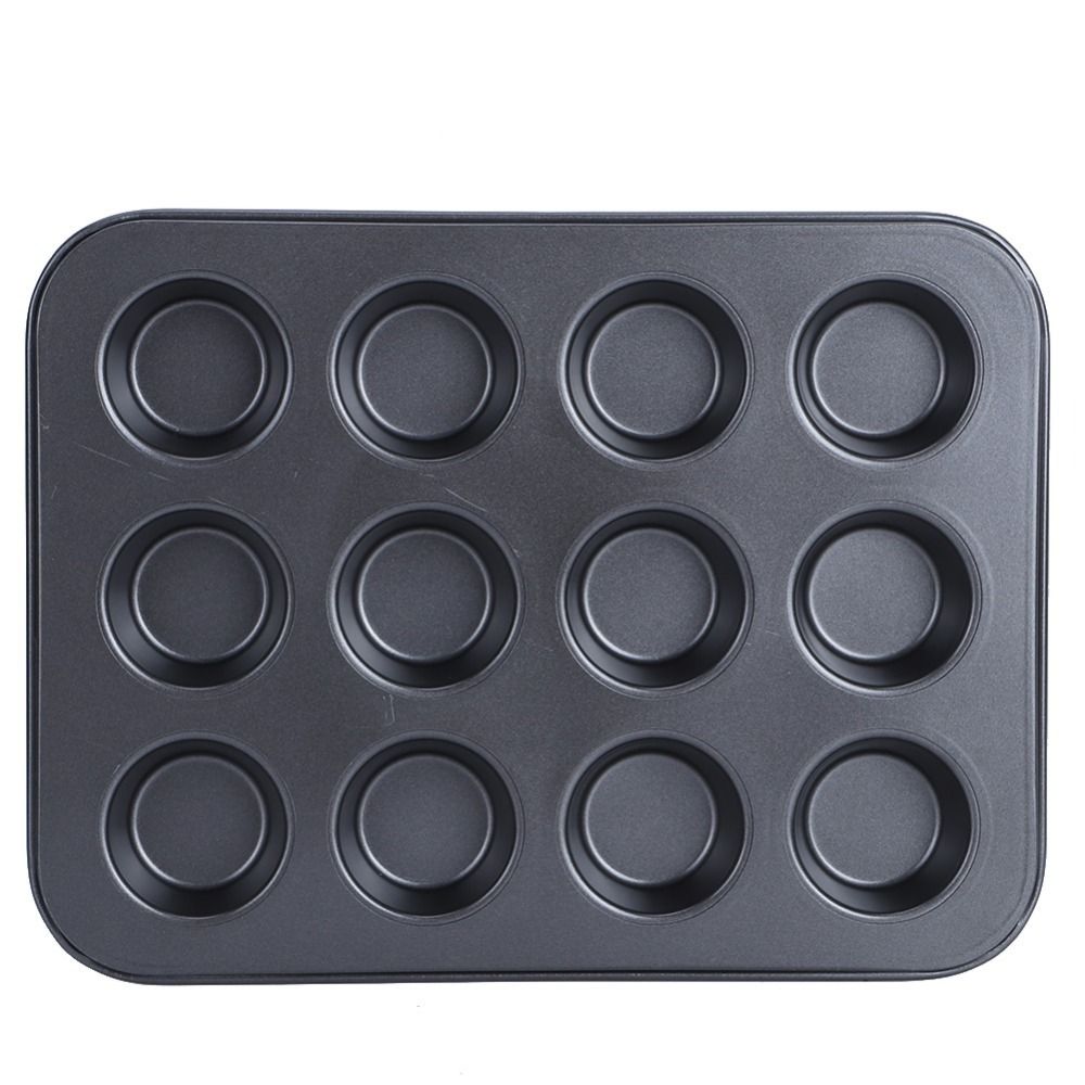 Muffin Tin Nonstick - ถาดอบมัฟฟินเหล็กคาร์บอนเคลือบสารกันติด ทนทาน ขนาดกะทัดรัด แบบชิ้นเดียว สำหรับทำคัพเค้ก พุดดิ้ง