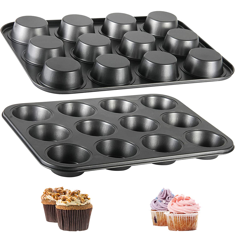 Muffin Tin Nonstick - LMETJMA ถาดมัฟฟิน Cupcake Baking Pan 12