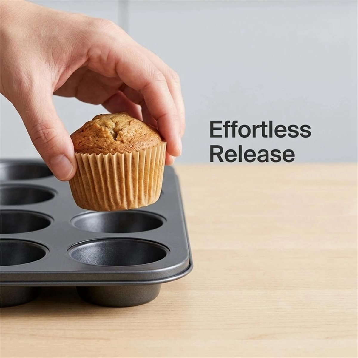 Muffin Tin Nonstick - ถาดอบมัฟฟินขนาดเล็กพร้อมถ้วยรองอบคัพเค้ก, ถาดอบคัพเค้กเหล็กคาร์บอนเคลือบสารกันติด 24 ช่อง, ถาดอบมัฟฟินสำหรับอุปกรณ์อบขนม