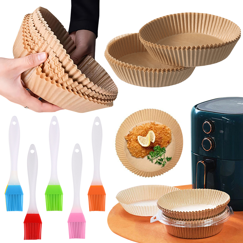 Kitchen Baking Mat - 50/100PCS Air Fryer กระดาษสีสุ่มแปรงน้ํามัน 16 ซม./18