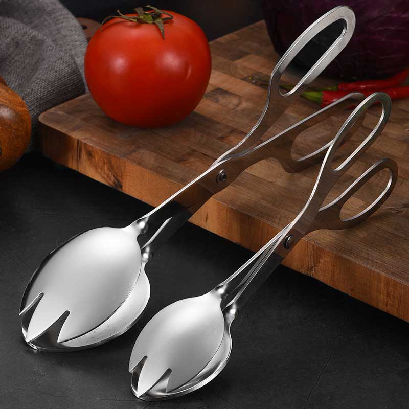 Bread Baking Kitchen Utensils - ที่คีบบุฟเฟ่ต์สเตนเลสสตีล1ชิ้นคลิปหนีบสลัดเงินที่คีบอาหารคลิปหนีบกระดาษพาสต้าเครื่องมือทำขนมอบในครัว