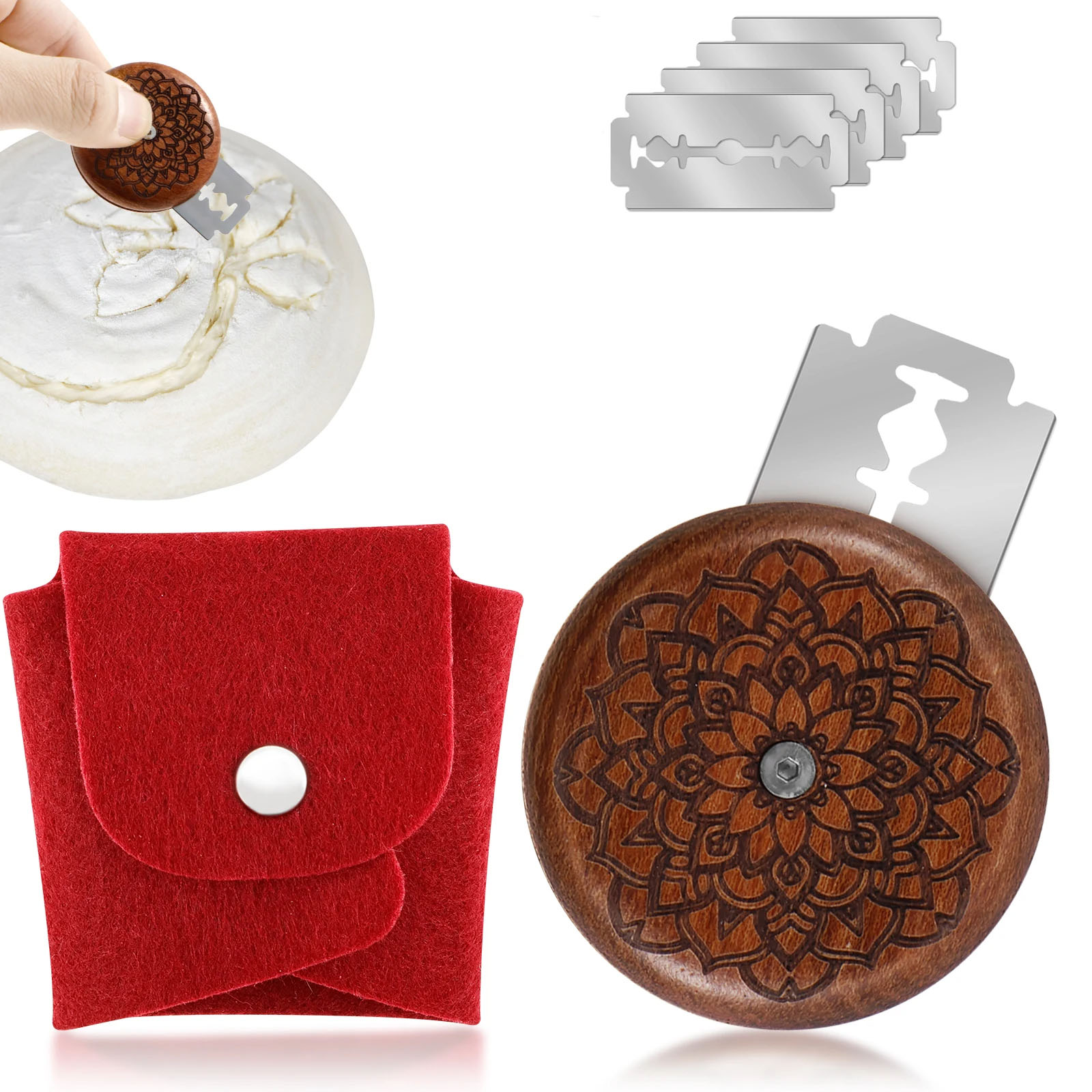 Dough Scraper Curved - ขนมปัง Lame Dough คะแนนเครื่องมือตัดไม้ Scraper เบเกอรี่ฝรั่งเศส