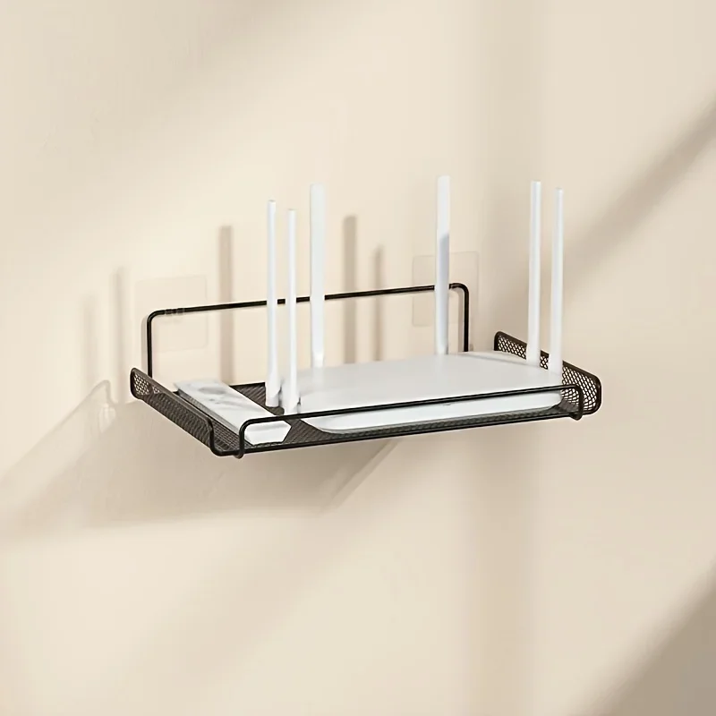 Kitchen Baking Organization - ชั้นวางเราเตอร์สแตนเลสแบบไม่ต้องเจาะ ติดผนังสำหรับจัดเก็บเราเตอร์ WiFi อุปกรณ์ตกแต่งบ้าน ห้องน้ำ ห้องครัว