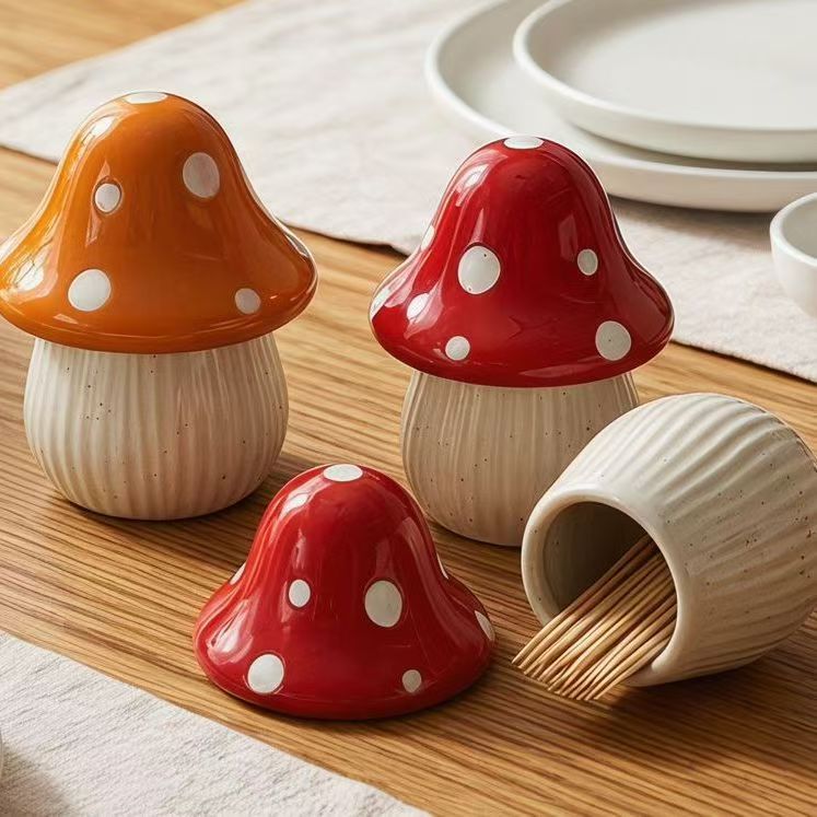 กระปุกเซรามิคลายการ์ตูนรูปเห็ด - Kitchen Baking Organization บทวิจารณ์และราคา