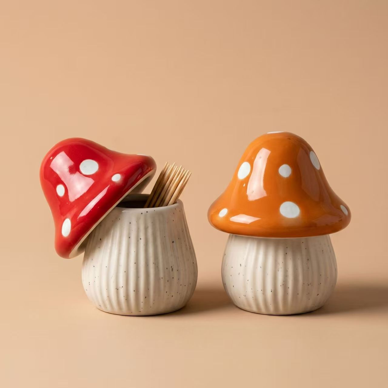 กระปุกเซรามิคลายการ์ตูนรูปเห็ด - Kitchen Baking Organization บทวิจารณ์และราคา