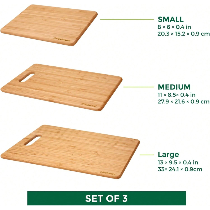 ชุดเขียงไม้ไผ่ 3 ชิ้น เขียงไม้ - Kitchen Baking Organization บทวิจารณ์และราคา