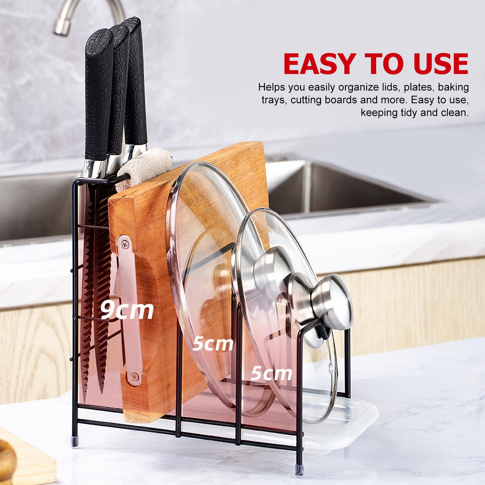 ที่จัดเก็บฝาหม้อ ที่วางเขียง ช - Kitchen Cabinet Baking Sheet Organizer บทวิจารณ์และราคา