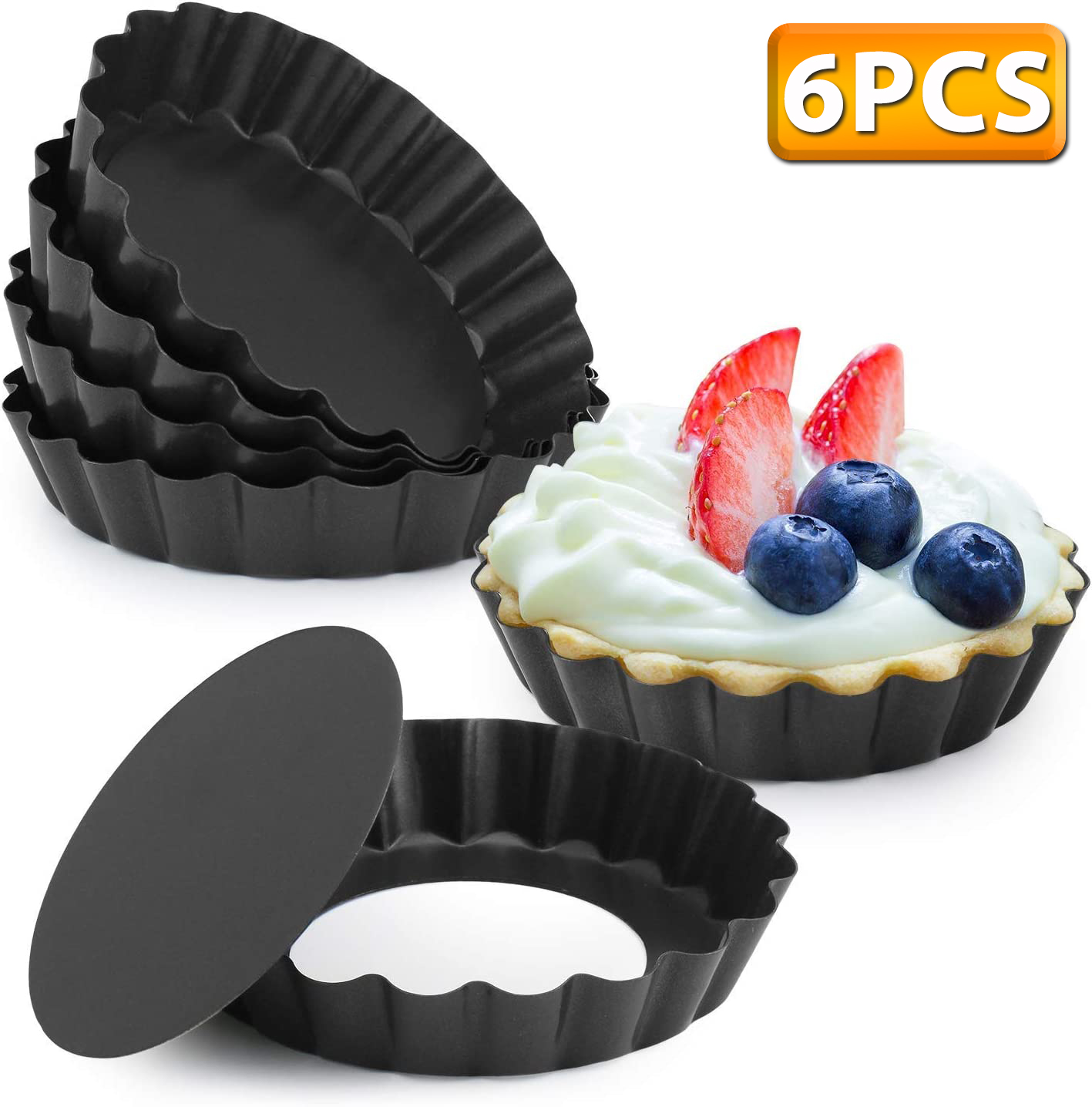 6 ชิ้น Mini Tart กระทะ 4 นิ้วด - Muffin Tin Nonstick บทวิจารณ์และราคา