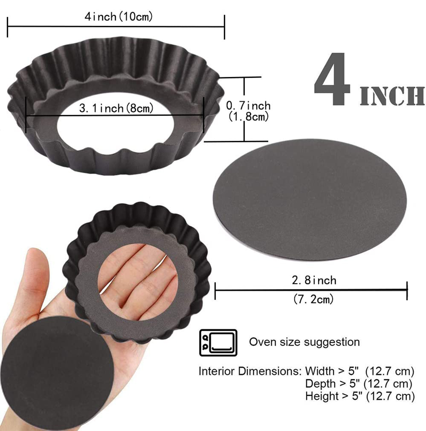 6 ชิ้น Mini Tart กระทะ 4 นิ้วด - Muffin Tin Nonstick บทวิจารณ์และราคา