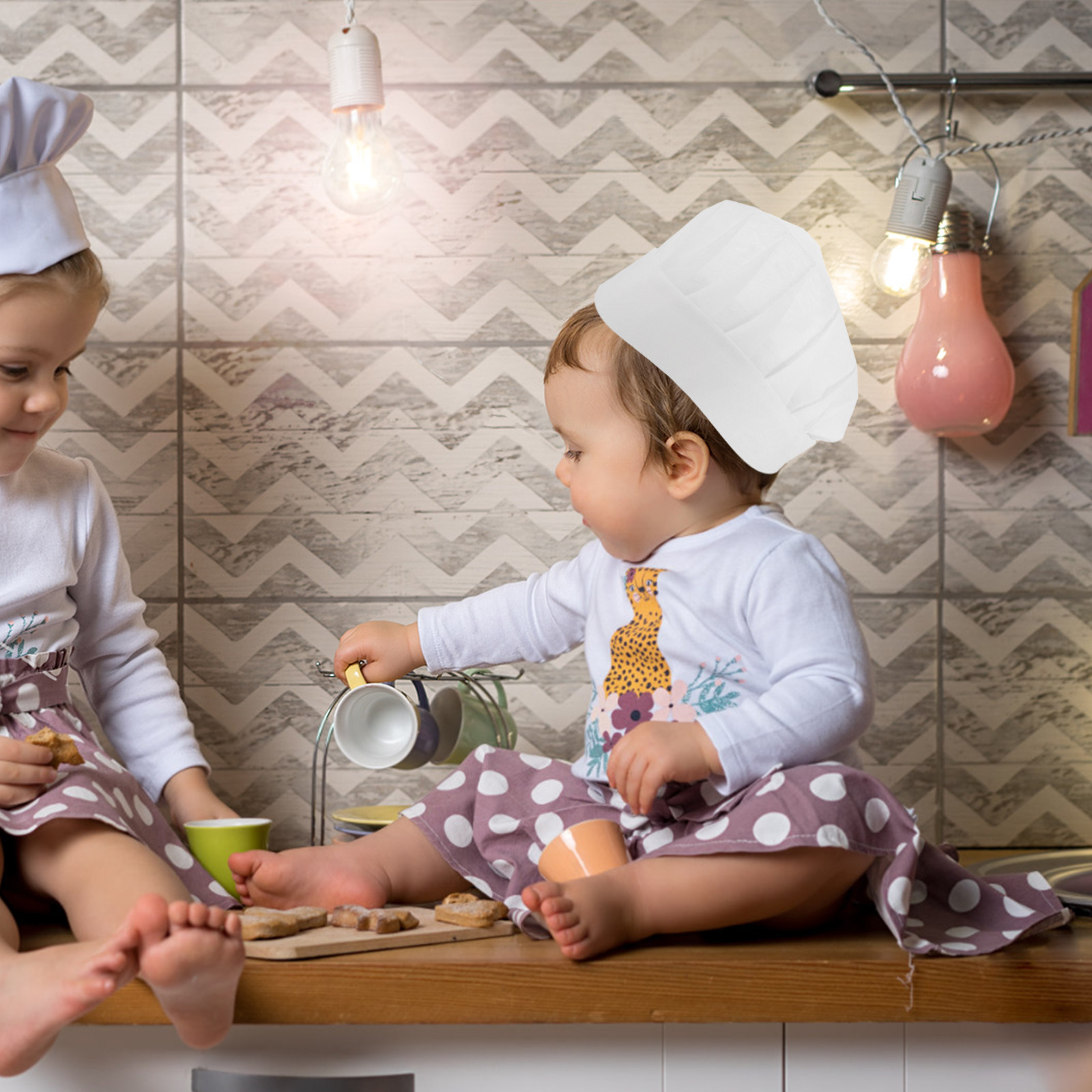 หมวกเชฟเด็กแบบใช้แล้วทิ้ง 15 ช - Baking Kitchen Kids บทวิจารณ์และราคา