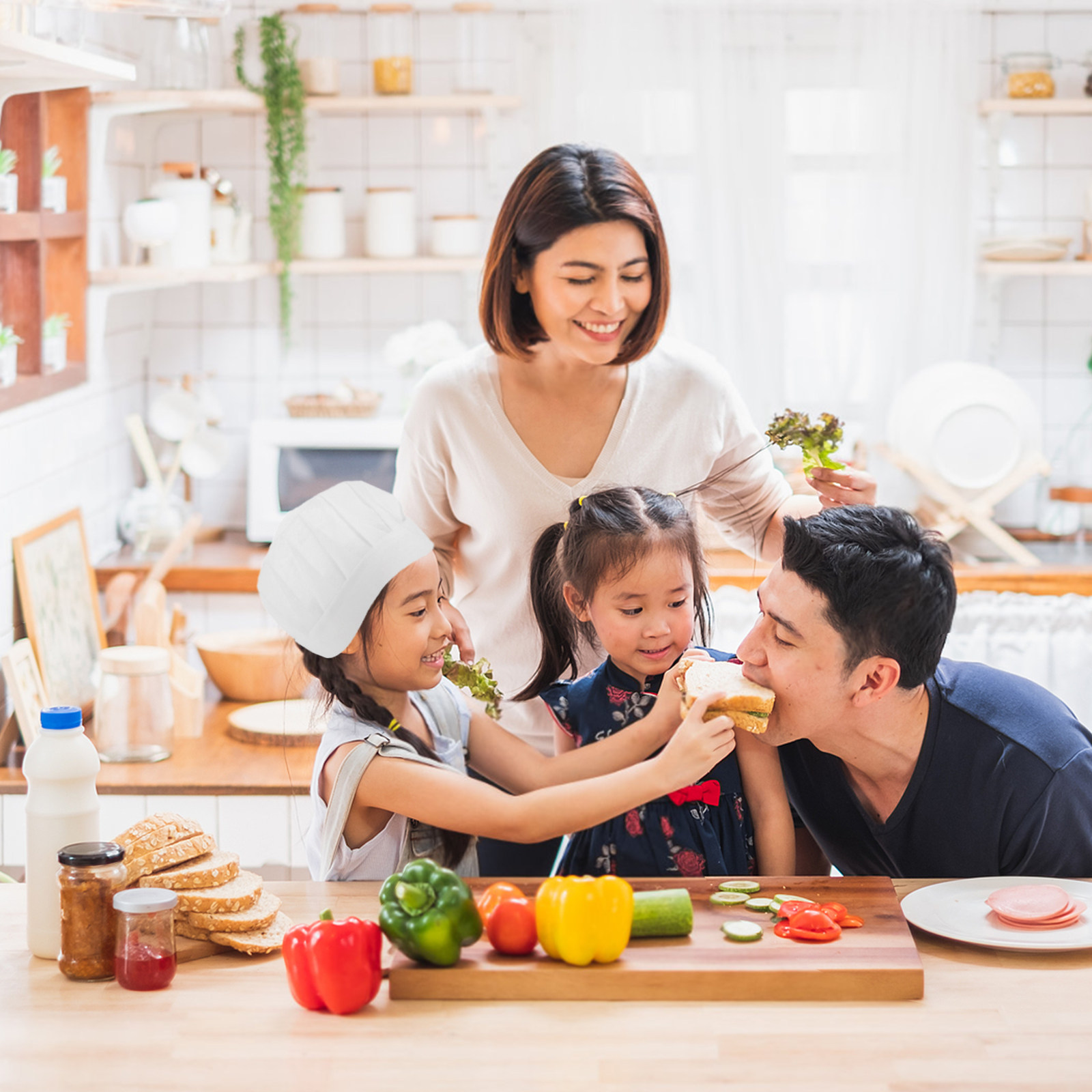 หมวกเชฟเด็กแบบใช้แล้วทิ้ง 15 ช - Baking Kitchen Kids บทวิจารณ์และราคา