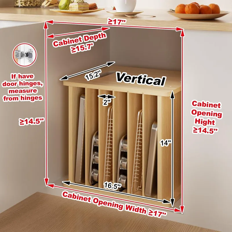 ที่แบ่งช่องถาดไม้ 7 ชั้น สำหรั - Kitchen Cabinet Baking Sheet Organizer บทวิจารณ์และราคา