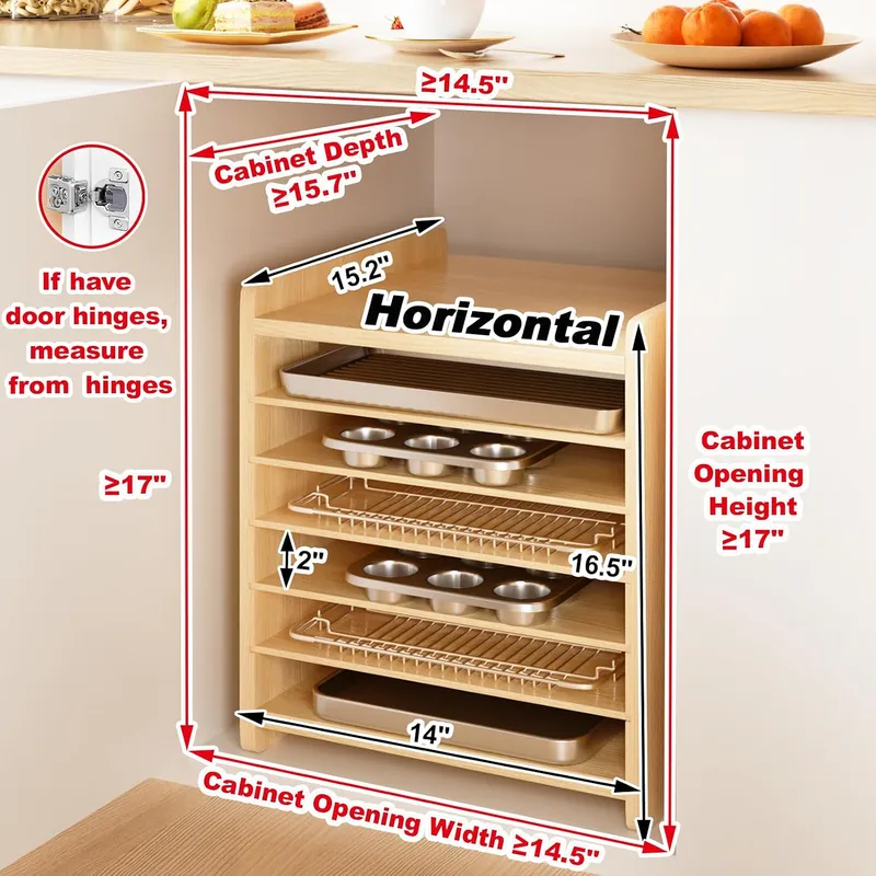 ที่แบ่งช่องถาดไม้ 7 ชั้น สำหรั - Kitchen Cabinet Baking Sheet Organizer บทวิจารณ์และราคา