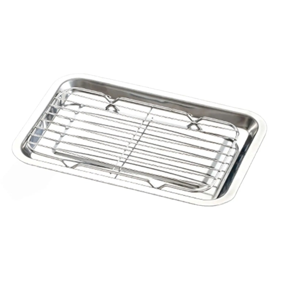 ถาดอบสแตนเลสพร้อมตะแกรงระบายคว - Kitchen Baking Pan Storage บทวิจารณ์และราคา