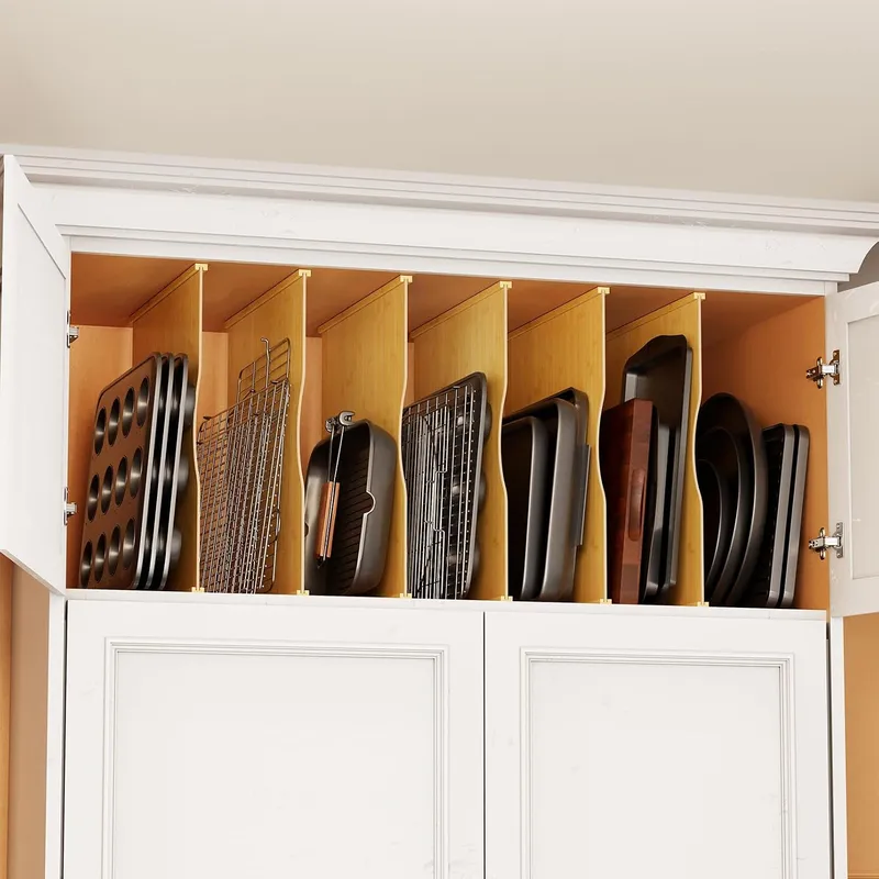 ชุดแผ่นกั้นถาด 6 ชิ้น สำหรับตู - Kitchen Cabinet Baking Sheet Organizer บทวิจารณ์และราคา