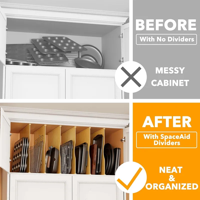 ชุดแผ่นกั้นถาด 6 ชิ้น สำหรับตู - Kitchen Cabinet Baking Sheet Organizer บทวิจารณ์และราคา