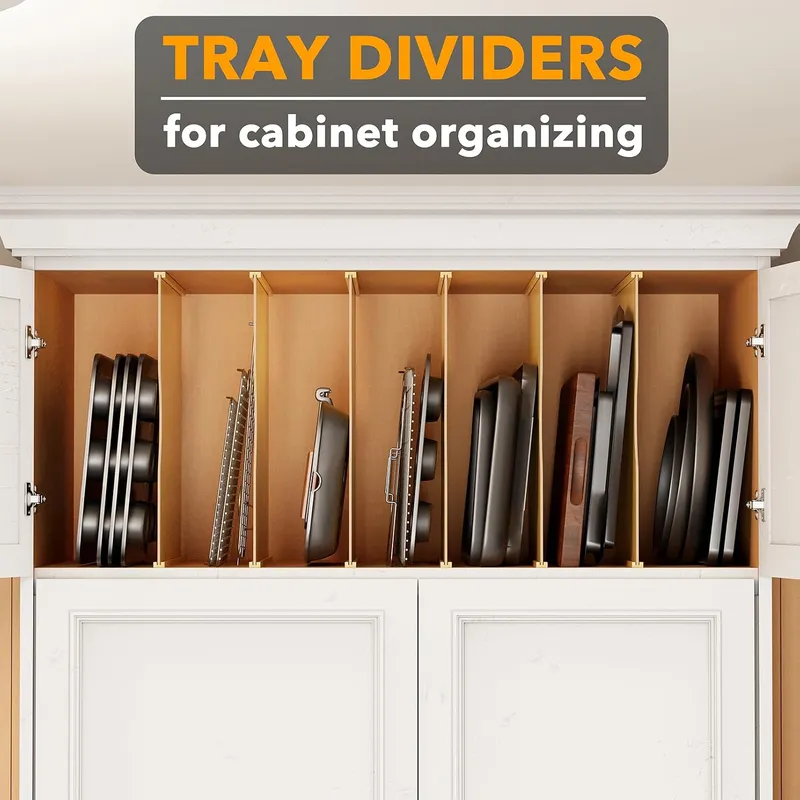 ชุดแผ่นกั้นถาด 6 ชิ้น สำหรับตู - Kitchen Cabinet Baking Sheet Organizer บทวิจารณ์และราคา
