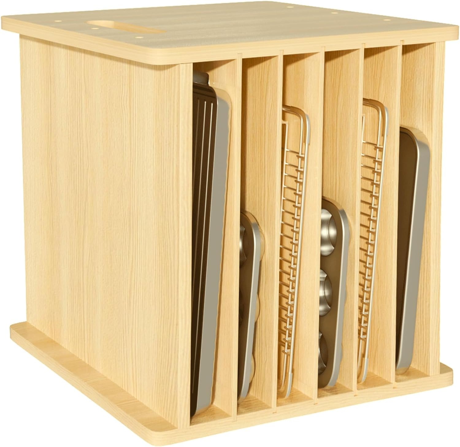 ถาดแบ่งช่องสำหรับอุปกรณ์อบขนมท - Kitchen Cabinet Baking Sheet Organizer บทวิจารณ์และราคา