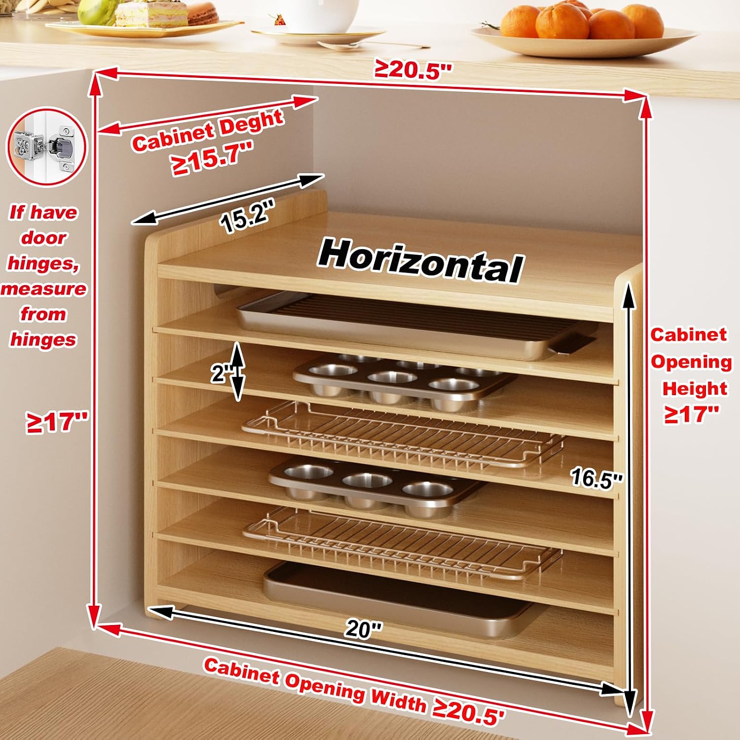 ถาดแบ่งช่องสำหรับอุปกรณ์อบขนมท - Kitchen Cabinet Baking Sheet Organizer บทวิจารณ์และราคา