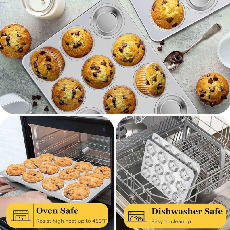 ถาดอบมัฟฟินสแตนเลส DT39 แบบ 12 - Muffin Tin Nonstick บทวิจารณ์และราคา