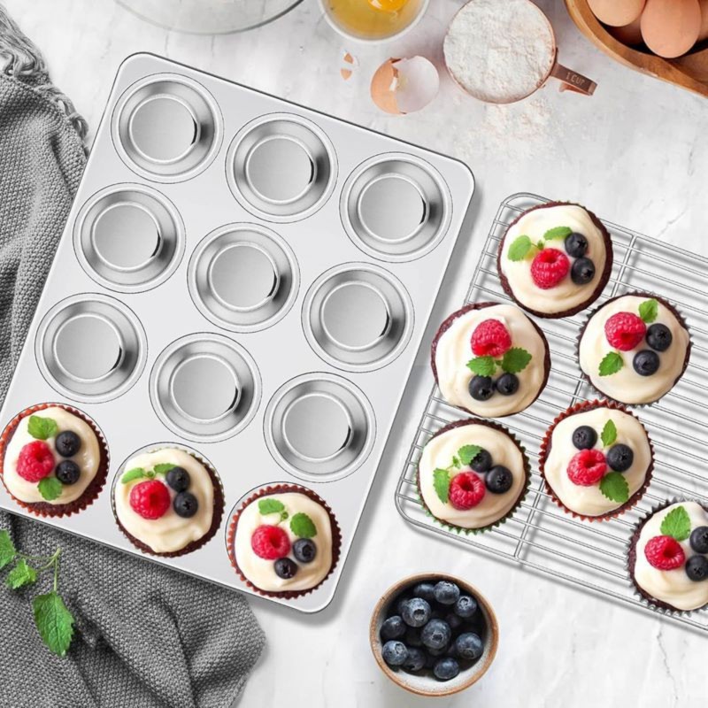 ถาดอบมัฟฟินสแตนเลส DT39 แบบ 12 - Muffin Tin Nonstick บทวิจารณ์และราคา