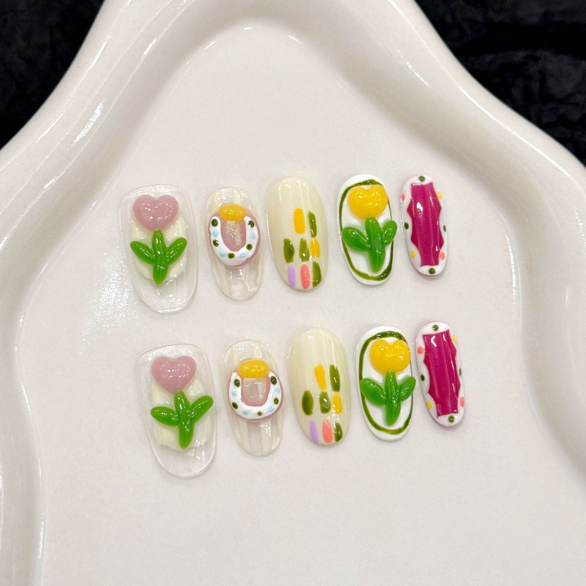 10pcs Handmade กดบนเล็บ 3D สตร - Decorating Tip Set บทวิจารณ์และราคา