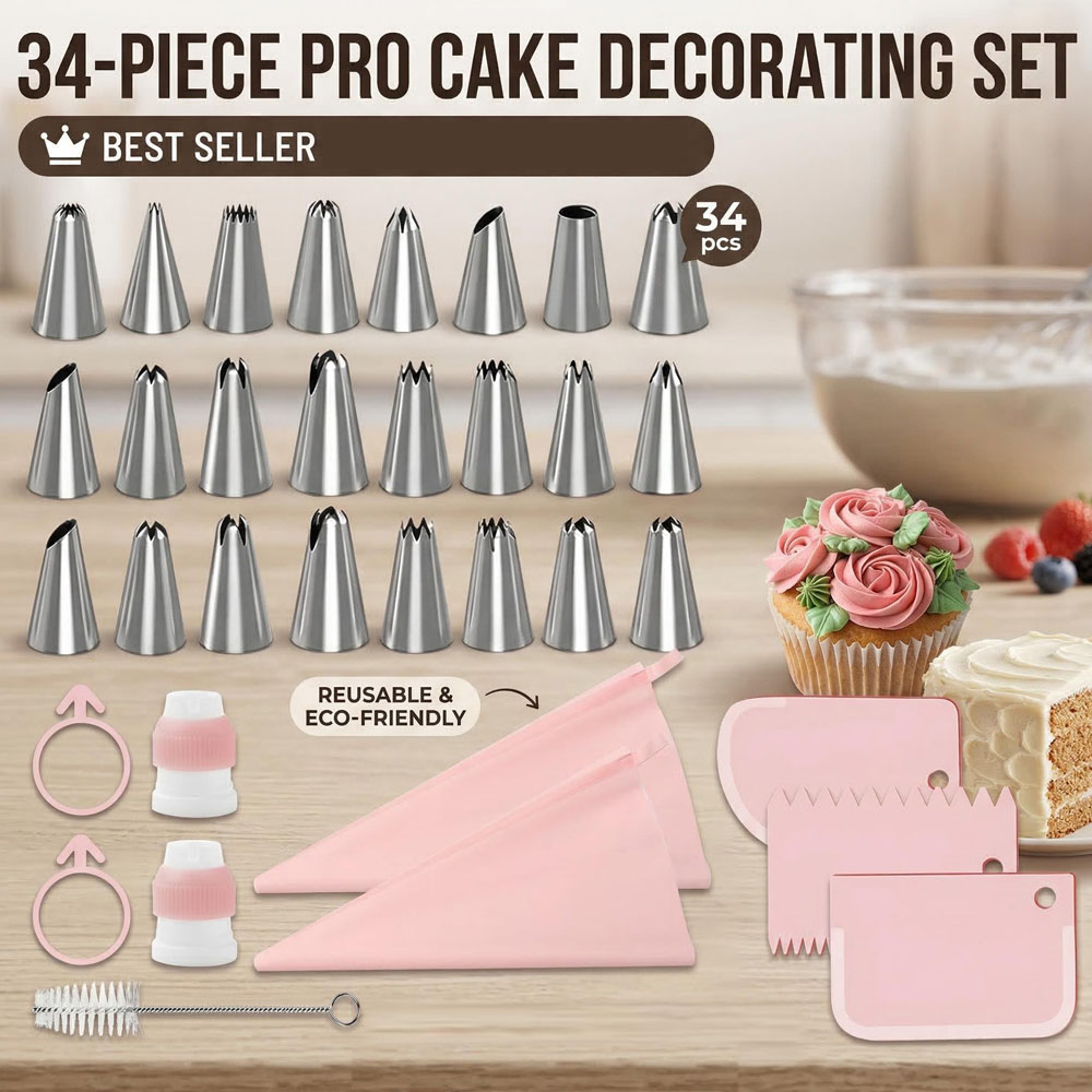 ชุดหัวบีบเค้ก 34 ชิ้น พร้อมกระ - Decorating Tip Set บทวิจารณ์และราคา