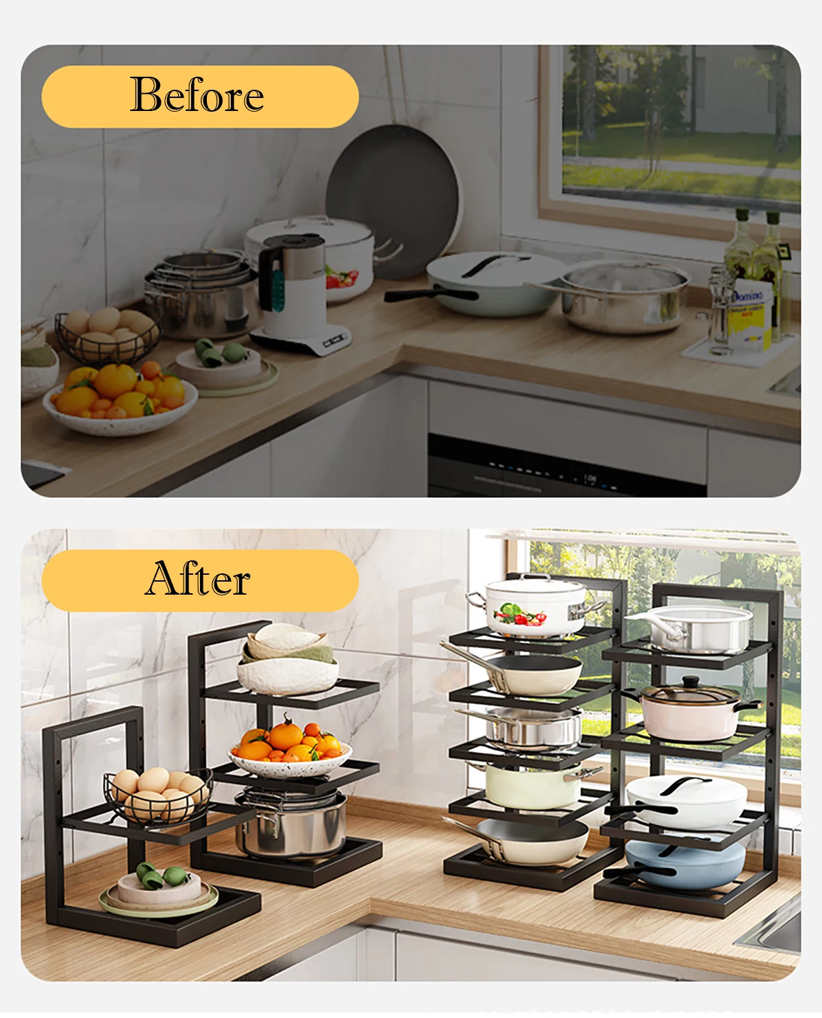 ที่วางหม้อแบบปรับได้, ชั้นวางห - Kitchen Baking Pan Organizer บทวิจารณ์และราคา
