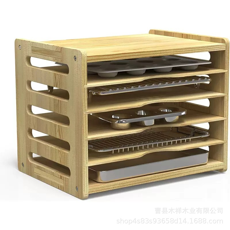 ชั้นวางของในครัวไม้เนื้อแข็ง ช - Kitchen Cabinet Baking Sheet Organizer บทวิจารณ์และราคา
