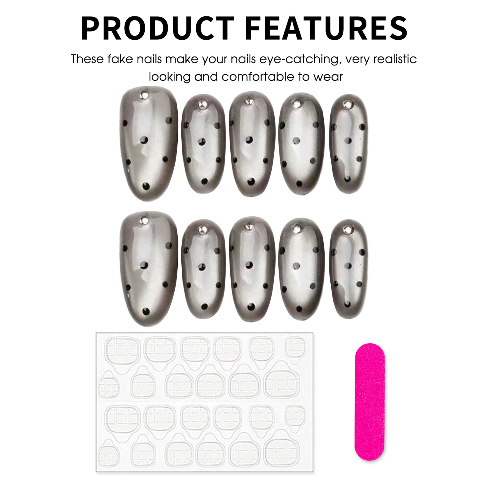 เล็บปลอมแบบกดติด 10 ชิ้น ลายจุ - Decorating Tip Set บทวิจารณ์และราคา