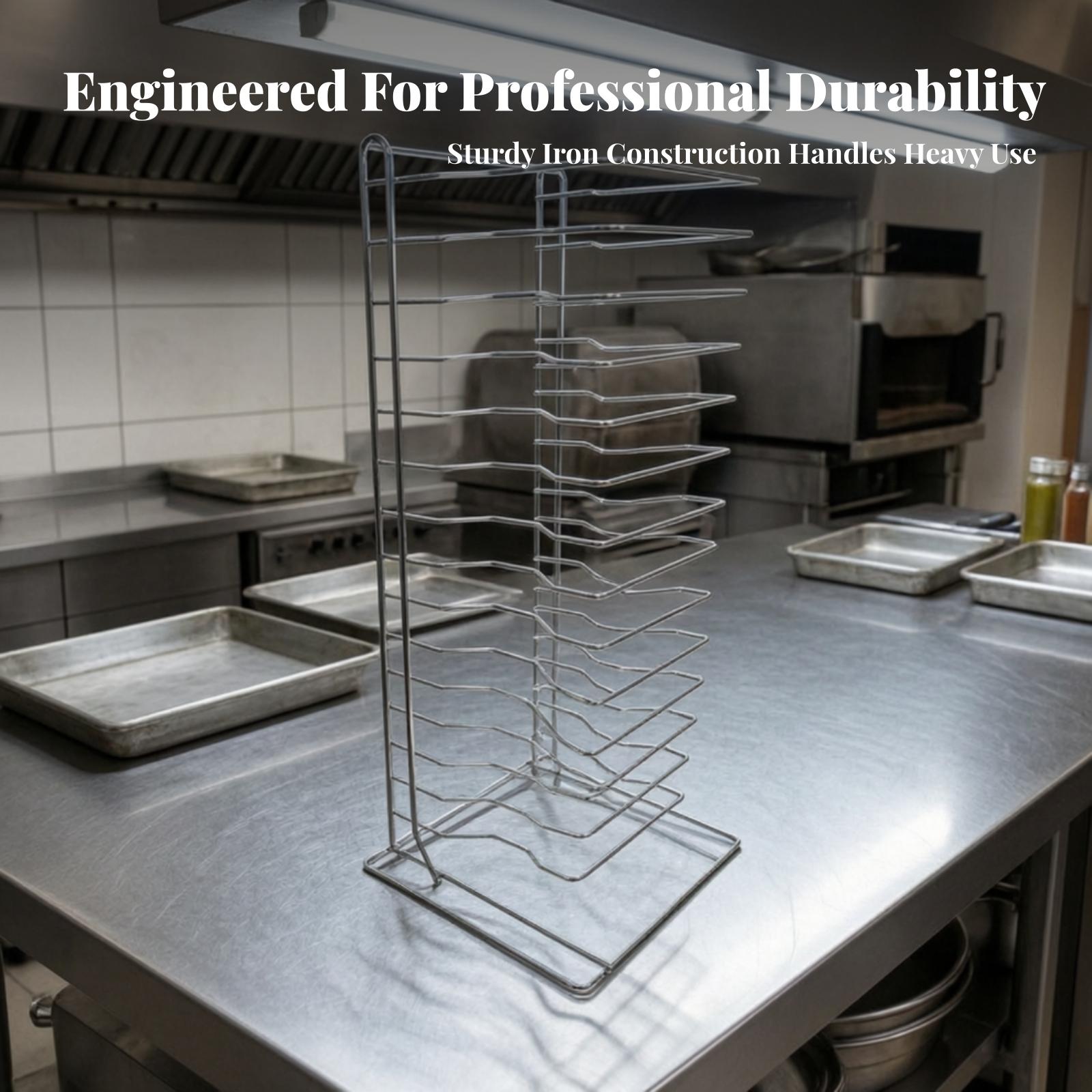 ชั้นวางพิซซ่าแนวตั้งสำหรับวางบ - Kitchen Baking Pan Organizer บทวิจารณ์และราคา