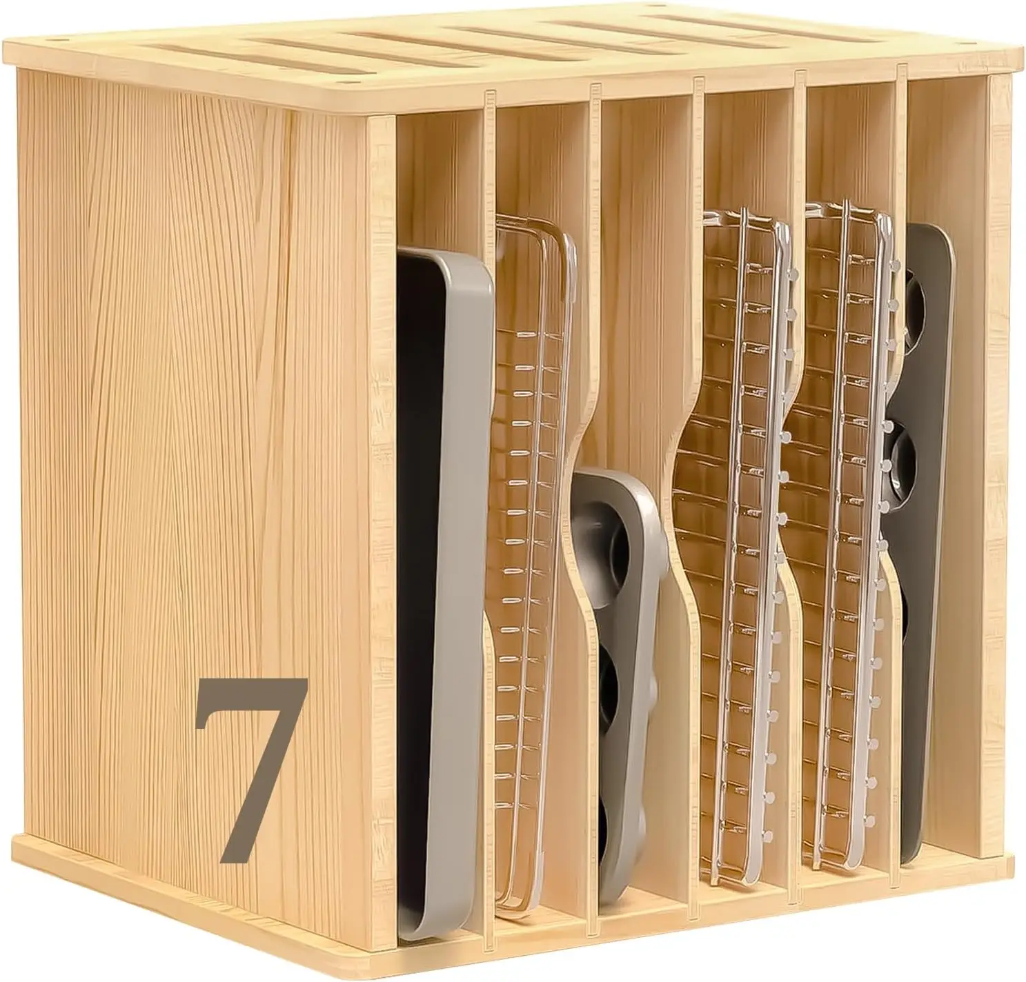 แผ่นกั้นถาดไม้สำหรับตู้เก็บของ - Kitchen Cabinet Baking Sheet Organizer บทวิจารณ์และราคา