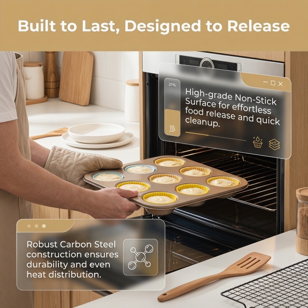 ถาดอบมัฟฟินเหล็กคาร์บอนเคลือบส - Muffin Tin Nonstick บทวิจารณ์และราคา