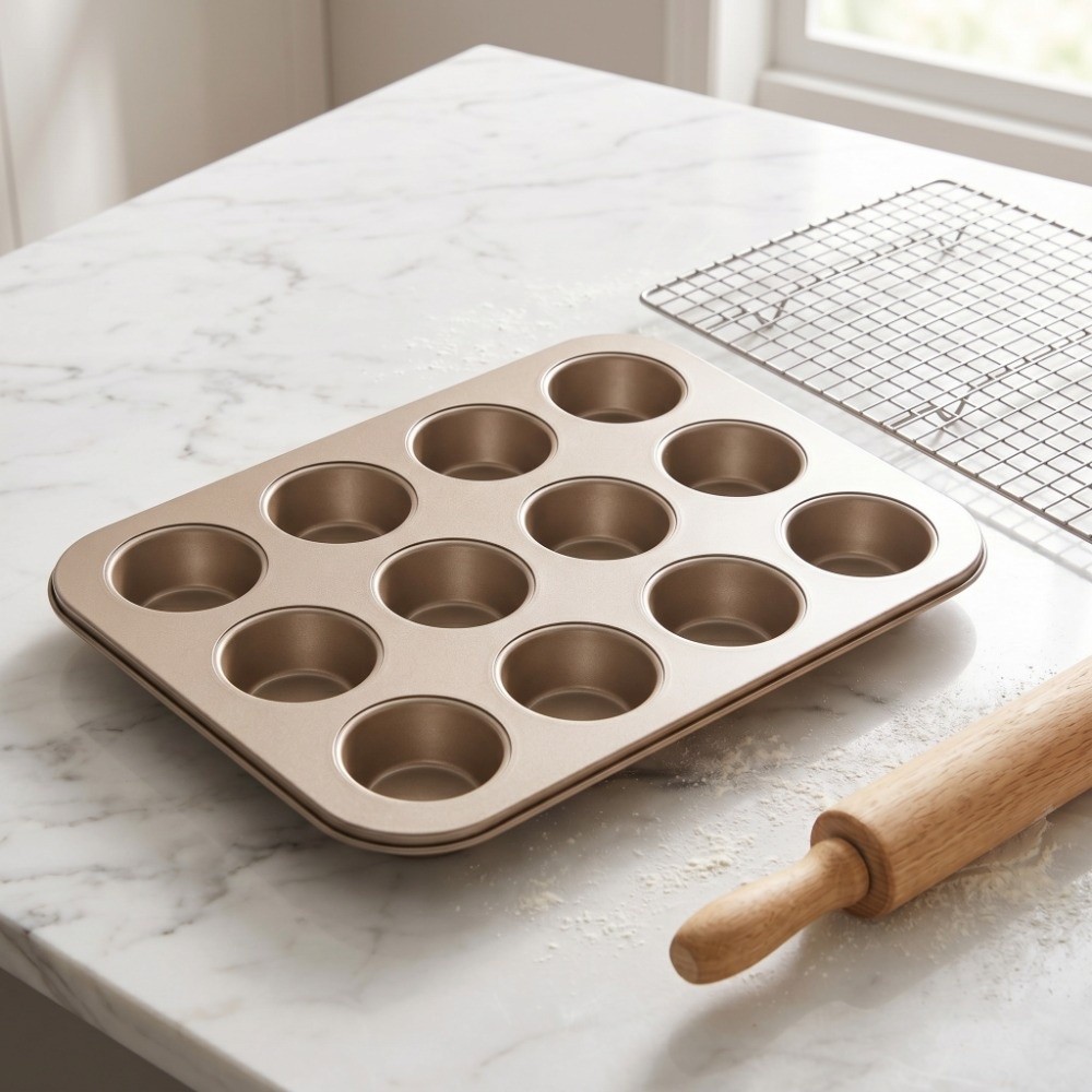 ถาดอบมัฟฟินเหล็กคาร์บอนเคลือบส - Muffin Tin Nonstick บทวิจารณ์และราคา