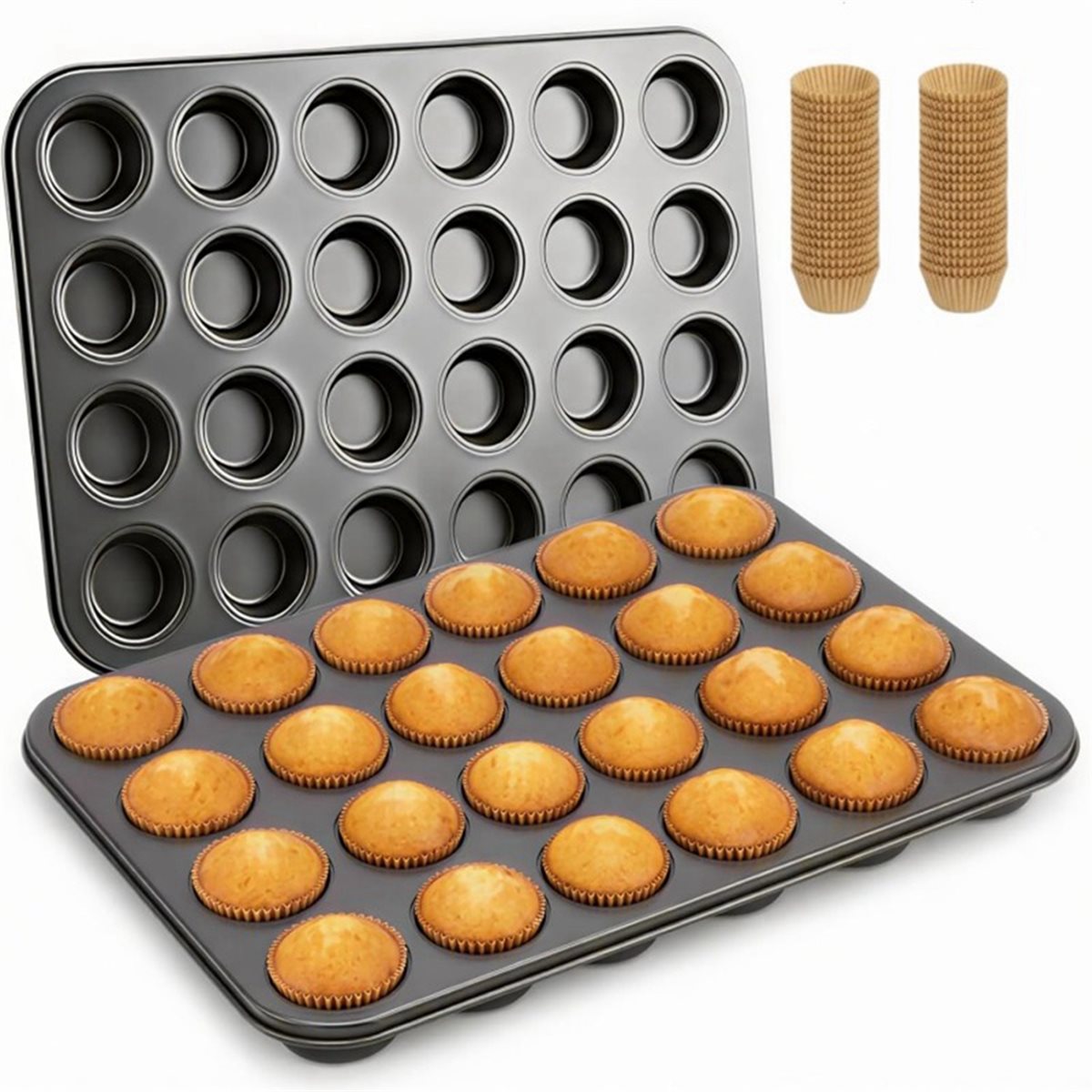 ถาดอบมัฟฟินขนาดเล็กพร้อมถ้วยรอ - Muffin Tin Nonstick บทวิจารณ์และราคา