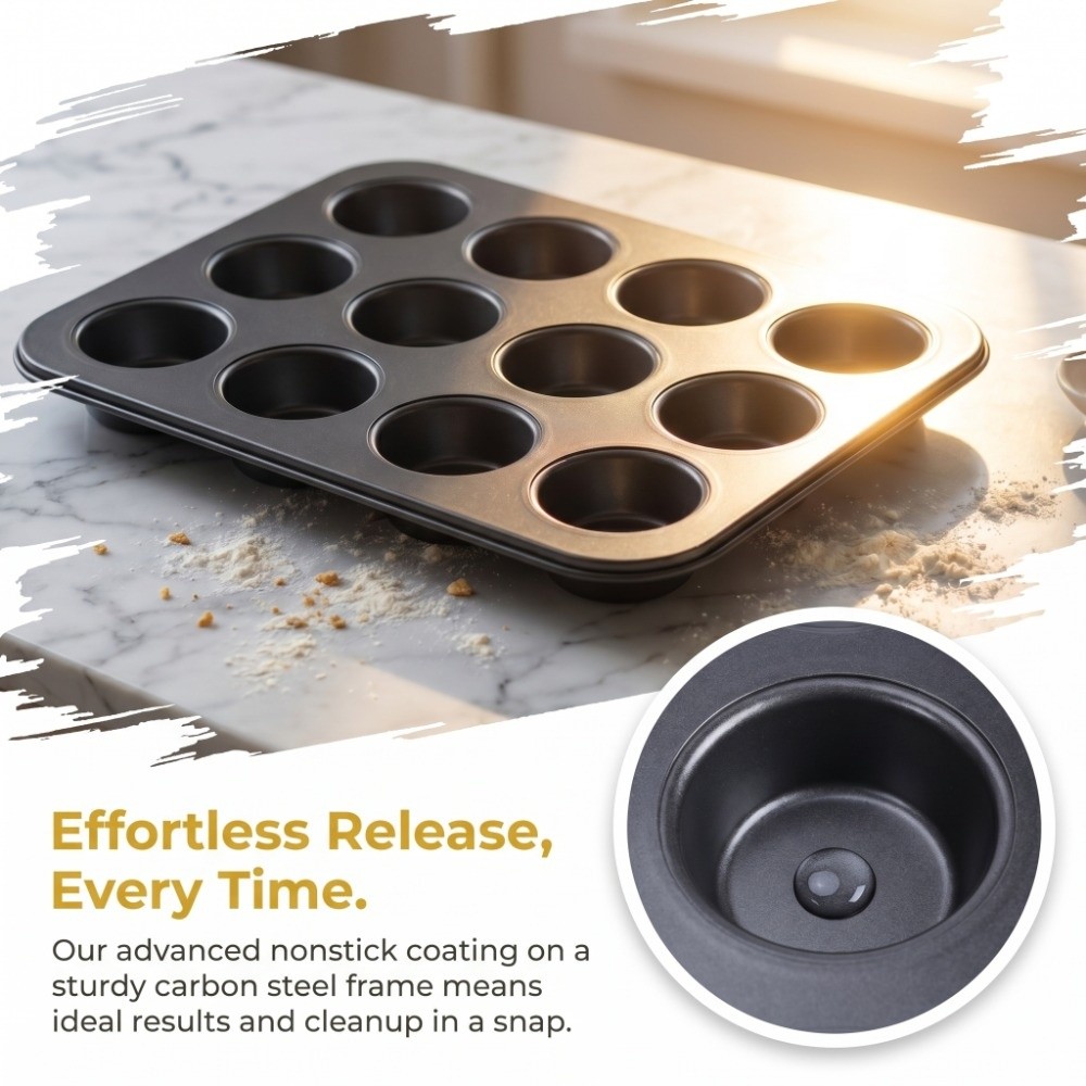 ถาดอบมัฟฟินเหล็กกล้าคาร์บอนขนา - Muffin Tin Nonstick บทวิจารณ์และราคา