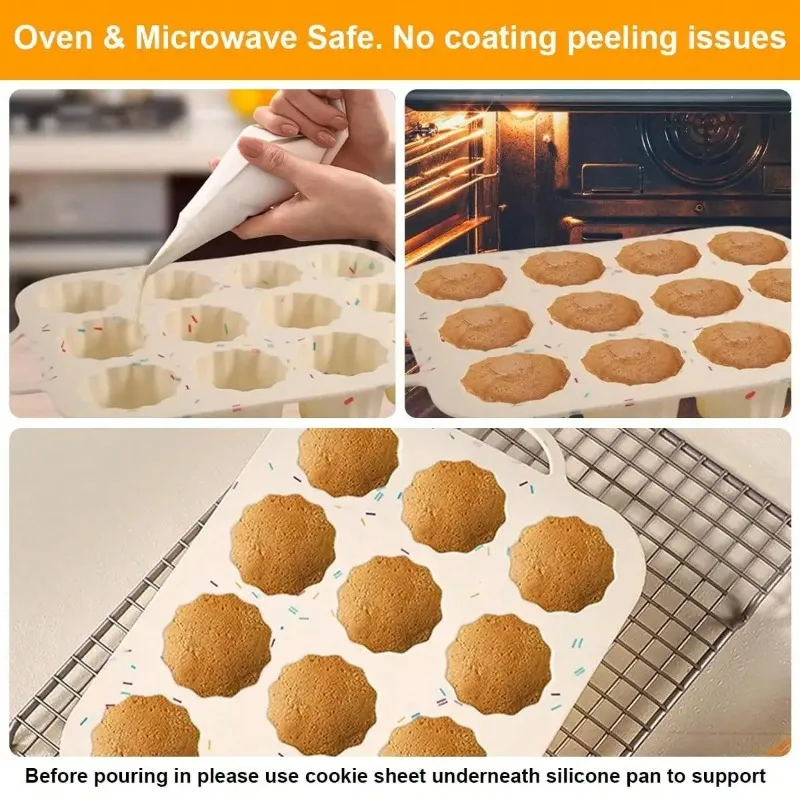 พิมพ์คัพเค้กซิลิโคนแบบไม่ติด 1 - Muffin Tin Nonstick บทวิจารณ์และราคา